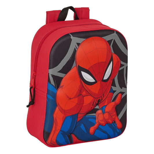 Mochila Escolar Spider-Man 3D Negro Rojo 22 x 27 x 10 cm