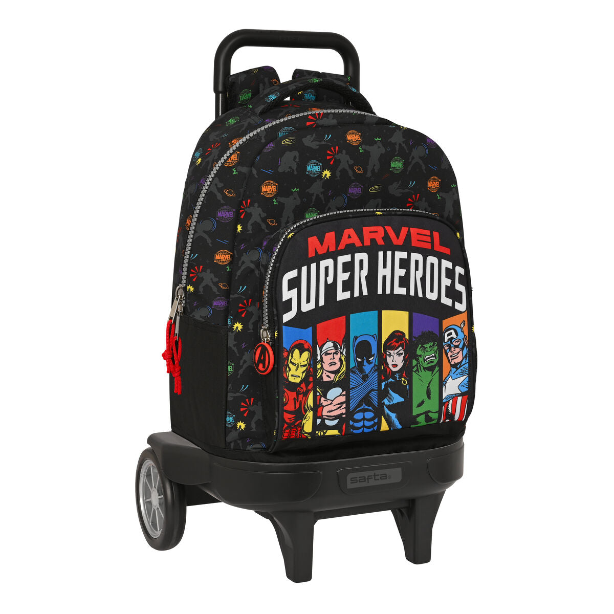 School Rucksack with Wheels The Avengers Super heroes Black (33 x 45 x 22 cm)